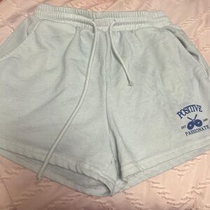 Women's White & Blue Shorts